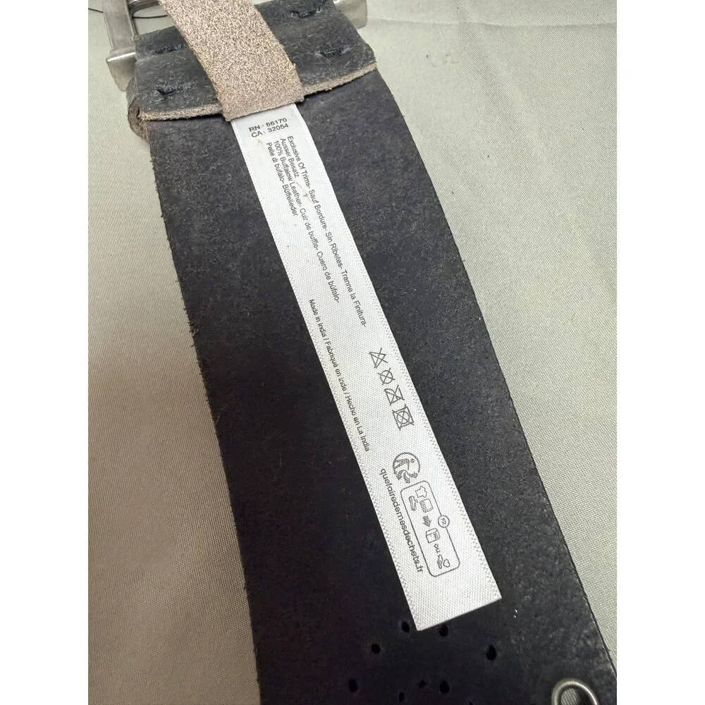 NEW Free People Buffalo Leather Black Perforated Belt M/L